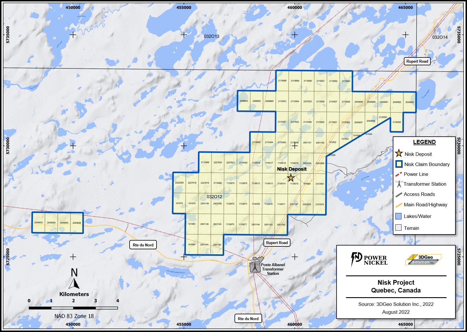 Figure 3 - Location map of the Nisk Project mining titles